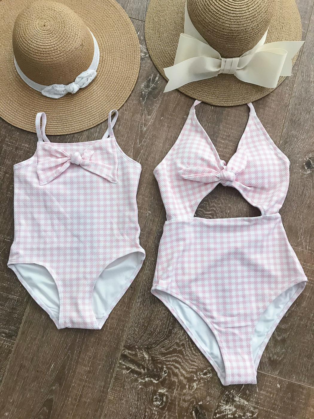 mommy and me gingham matching swimsuits
