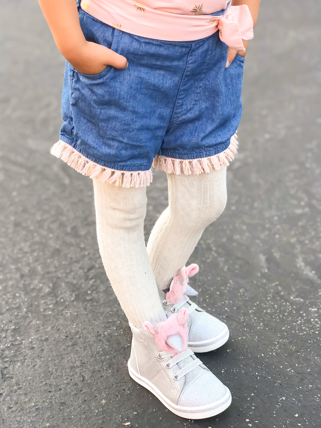 toddler shorts ruffle top back to school unicorn high top sneakers