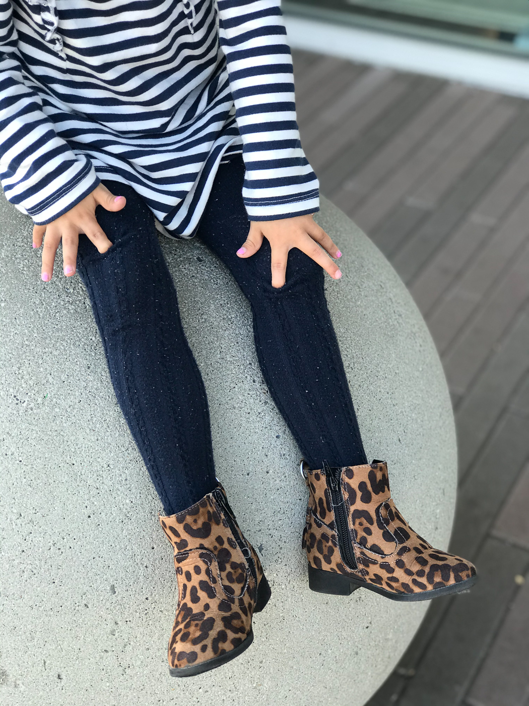 striped dress leopard booties