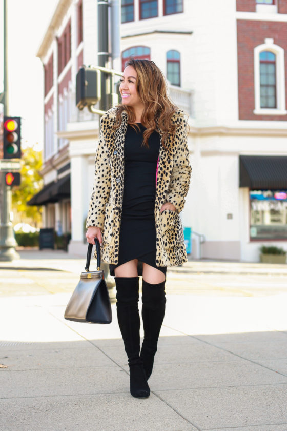 Little Black Dress for under $30 + Leopard Coat - Stylish Petite
