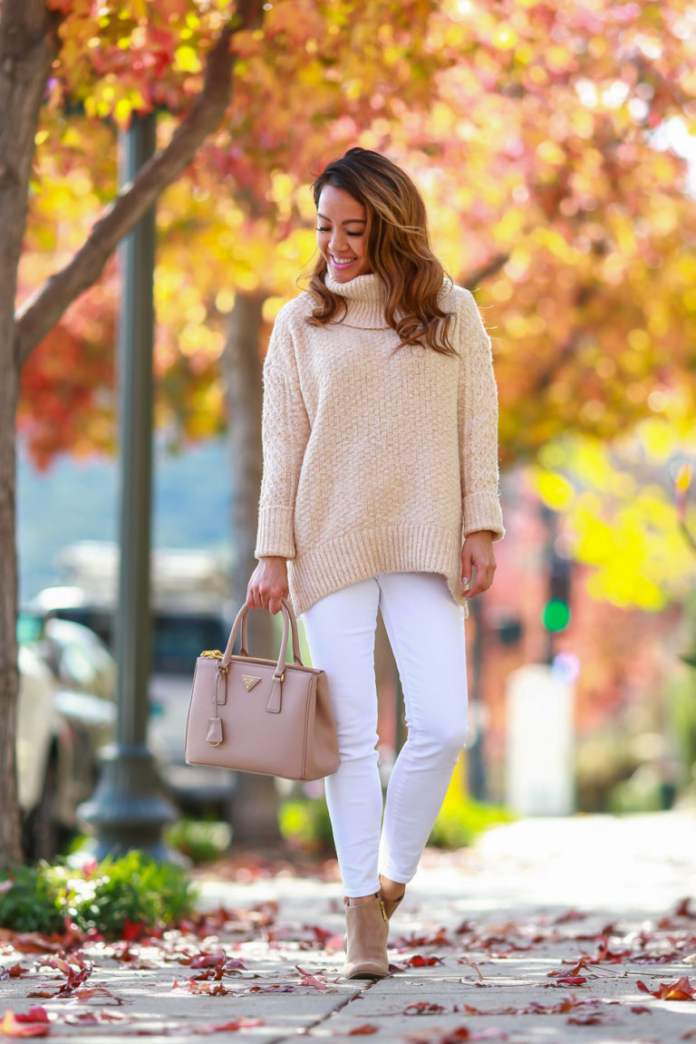 Review: Loft Turtleneck Poncho Sweater + J.Crew ToothPick High Rise ...