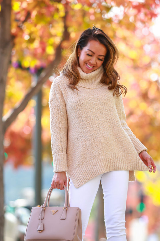 Review: Loft Turtleneck Poncho Sweater + J.Crew ToothPick High Rise ...