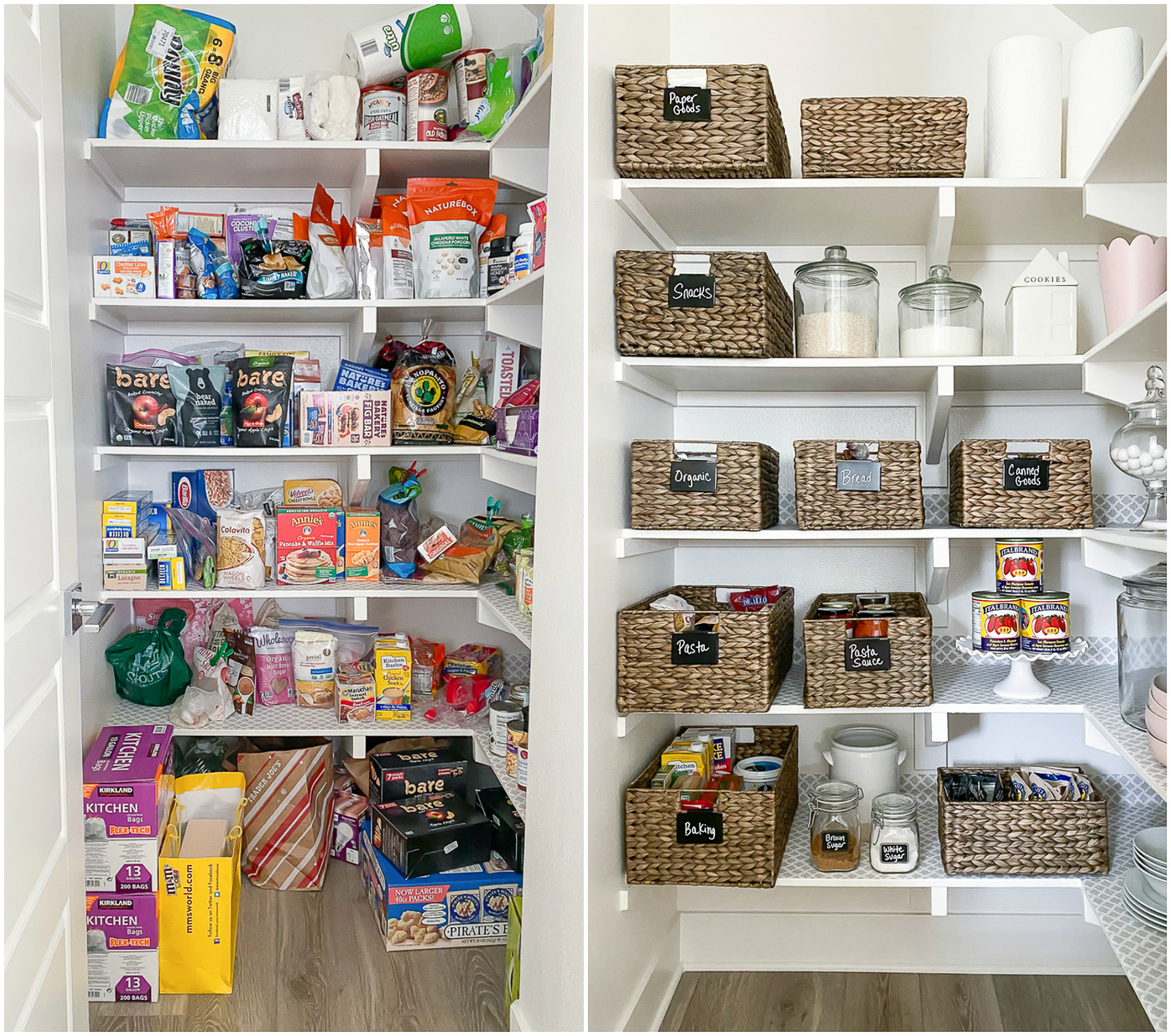 before and after how to organize your pantry