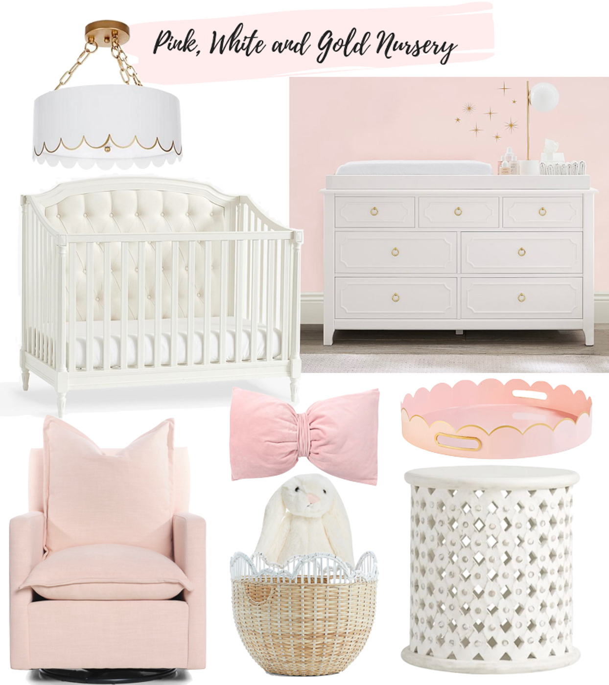 white and gold nursery