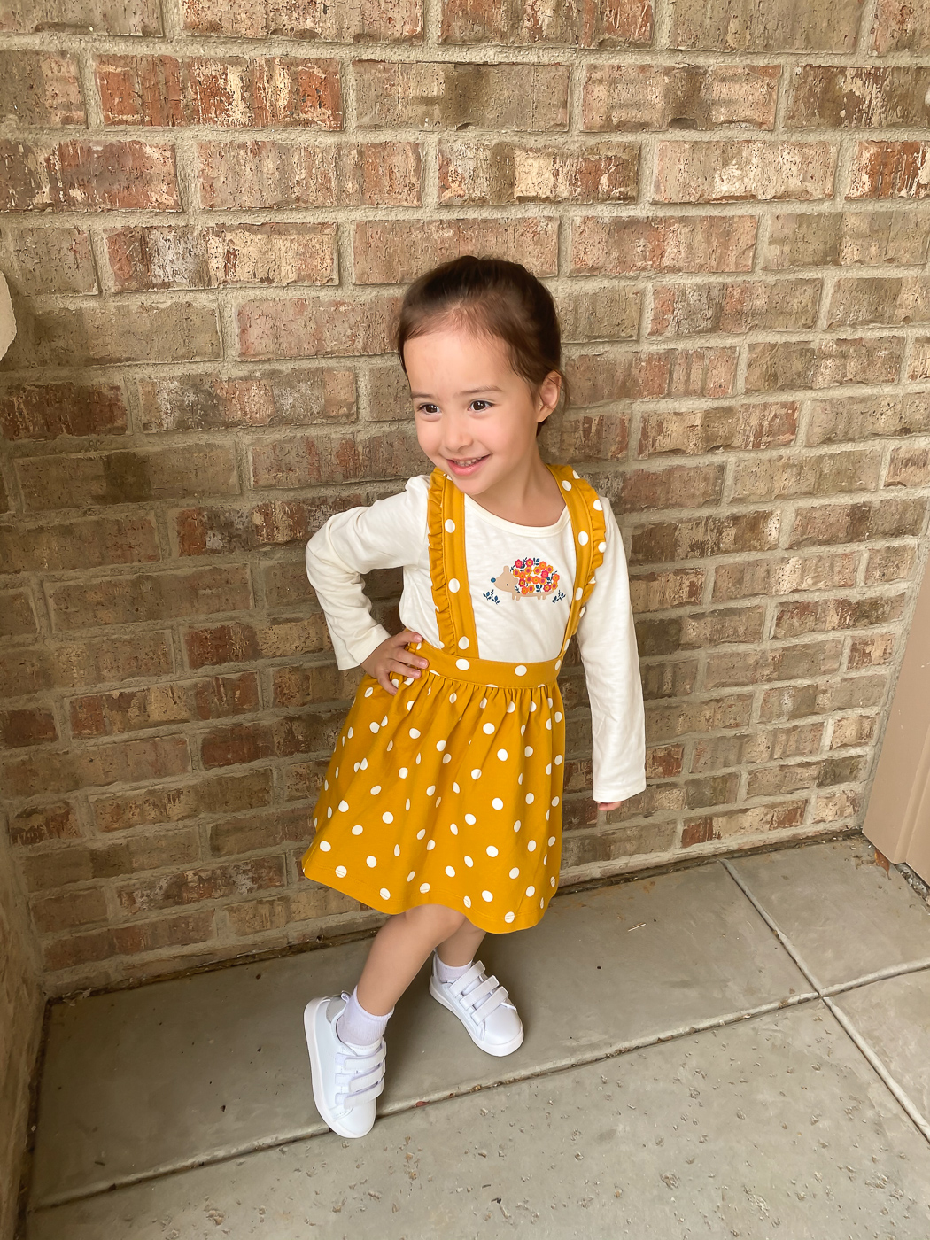 toddler girls mustard polka dot skirtall 4T walmart fashion