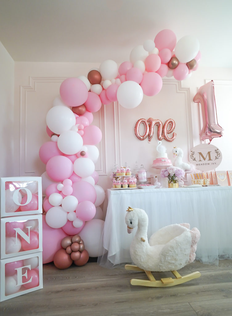 Meadow Ivy Turns One: Swan Theme Smash Cake Birthday Party - Stylish Petite