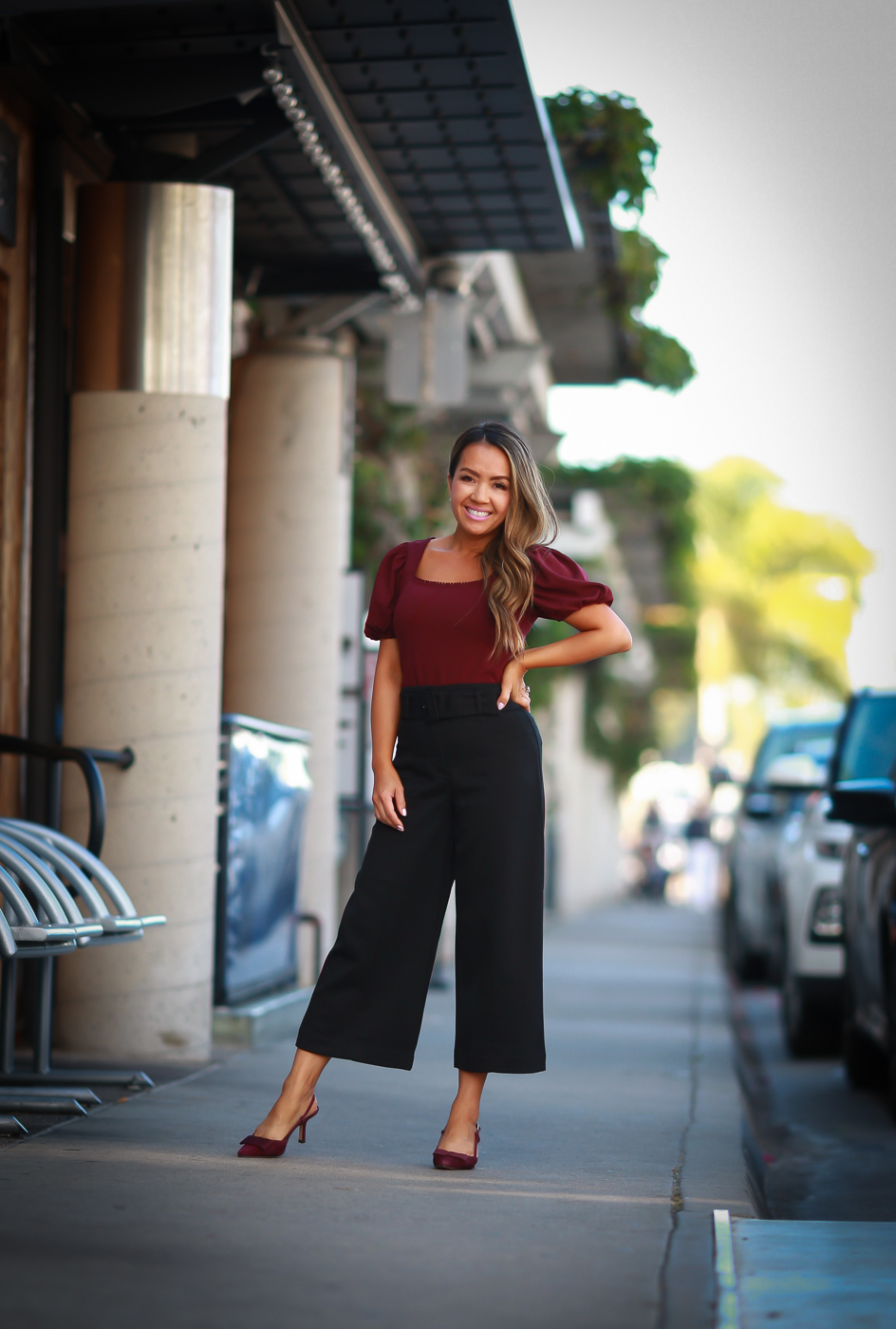 50% off Ann Taylor: Belted Culottes + Burgundy - Stylish Petite