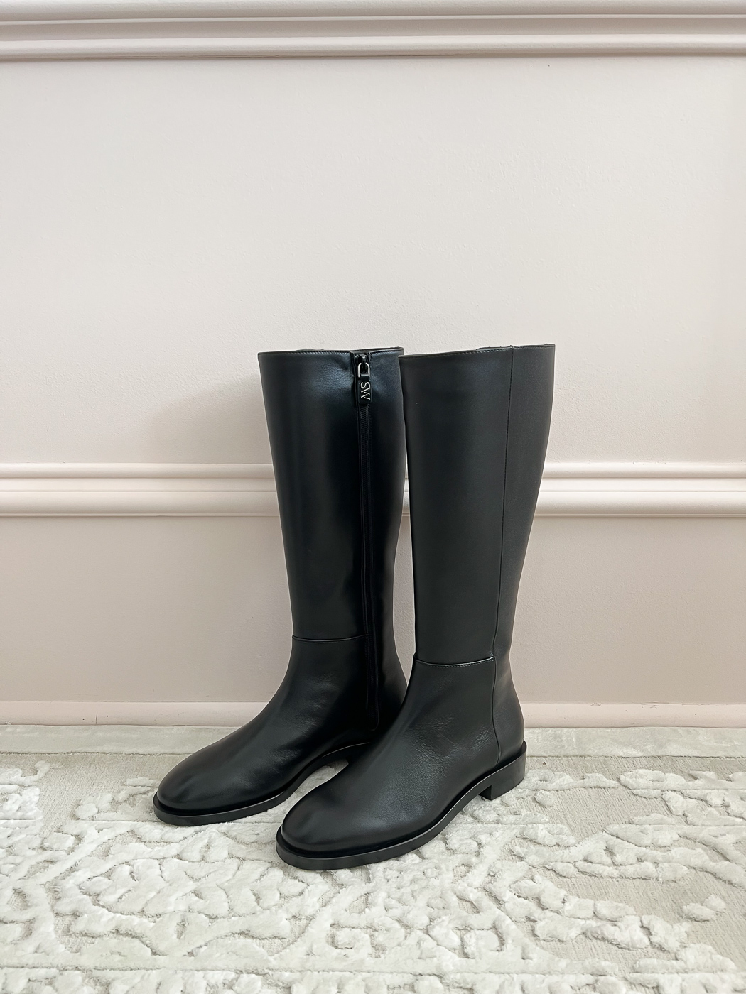 Petite Friendly Black Leather Flat Boots - Stylish Petite