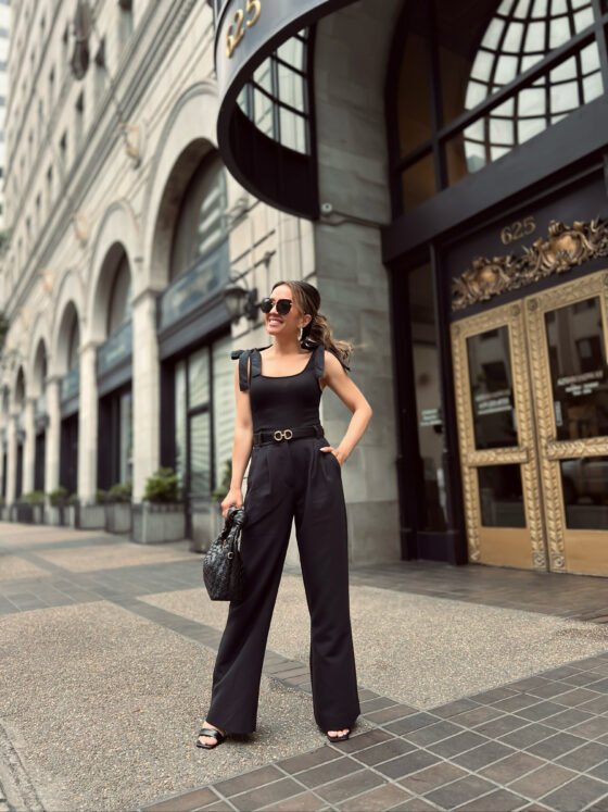 Bow Tank for $12 + All Black Monochromatic Outfit - Stylish Petite